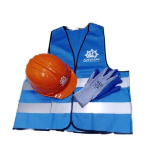 Branded helmet reflector and gloves